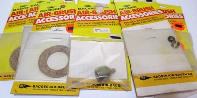 vintage NOS Lot of 8 Badger air brush parts accessories New Sealed - Image 1 of 4