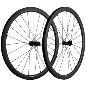 Carbon Road Bike Disc Brake Wheelset 40mm 25mm Tubeless Disc Brake Wheels 700C - Picture 1 of 9
