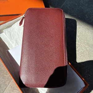 Hermès Azap Silk’In Geldbörse Veau Epsom Bordeaux Leder umlaufender Reißverschluss lang - Bild 1 von 11