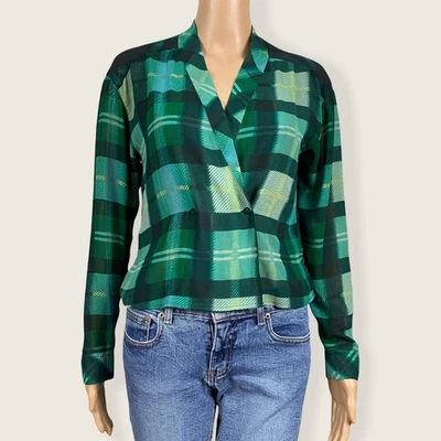 Blusa Top Mossimo XS Verde Amarillo Transparente Cuadros Doble Pecho Recortada Foto 1 de 4