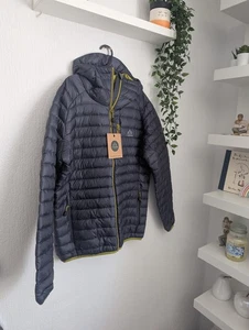 new FJERN Mens Aktiv Hooded Down Jacket (Storm Grey/Lime) medium UK M - Picture 1 of 21