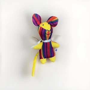 Maus Plüsch Handarbeit UPAVIM 100% Baumwolle Made In Guatemala Regenbogen Streifen - Bild 1 von 4