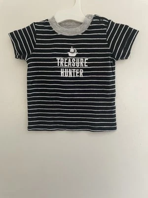Camisa Carter's Baby Boy Barco Pirata Cazador de Tesoros Algodón Manga Corta Negra 9M Foto 1 de 4