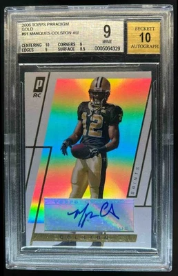 2006 Topps Paradigm Marques Colston RC Gold Rookie Auto #22/50 Saints BGS 9/10 - Image 1 of 2