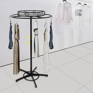 Adjustable Height 360° Rotatable Clothing Rack For Clothing Shops Black Holder - Picture 1 of 17