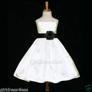 MARFIL/NEGRO BODA ESPAGUETI CORREAS FLORES VESTIDO NIÑA 12M 18M 2 4 6 7/8 9/10 12 - Imagen 1 de 2
