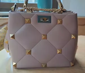 VALENTINO GARAVANI ROMAN STUD LEDER mittlere Umhängetasche Altrosa & Gold - Bild 1 von 10