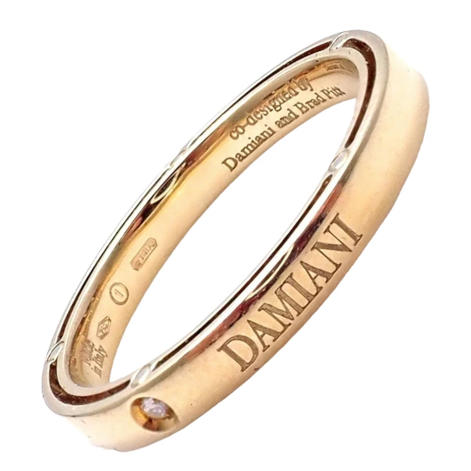 ¡Nuevo! Auténtico Anillo Damiani Brad Pitt Oro Amarillo 18k Diamante 3mm Banda Talla 10.5 Foto 1 de 4