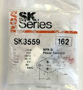 2PCs RCA SK3559 Transistor NOS TO-3 NPN 150W 10A 350V Silicon Power - Picture 1 of 1
