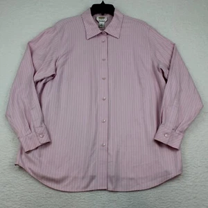 Talbots Wrinkle Resistant Button Up Blouse Plus Size 16W Herringbone Stripe Pink - Picture 1 of 12