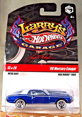 Hot Wheels Chase Larry's Garage 2008 13/20 '68 Mercury Cougar azul con pilotos reales Foto 1 de 4