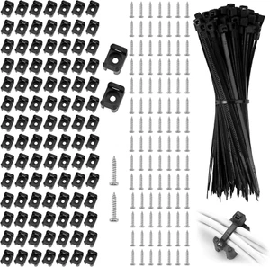 100 Set Nylon Kabelhalter Wand Mit Kabelbinder Halter Satteltyp Und Schrauben - Bild 1 von 12