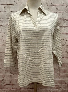 Top trasero para mujer manga mediana 3/4 tejido jacquard cuello en V golf tenis NUEVO - Imagen 1 de 5