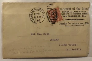 RARE 1896 US DEPARMENT OF INTERIOR COVER CALIFORNIA U.S. SURVEYOR GENERAL - Picture 1 of 3