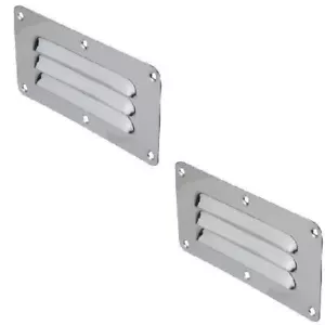 2 x Stainless Steel Rectangular 3 Louvre Air Vent, Caravan, Boat, Wall Eave - Picture 1 of 2