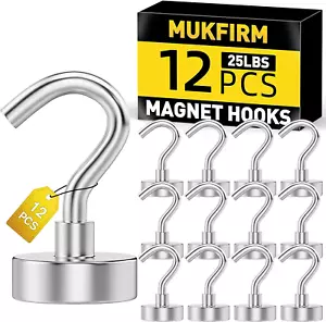 12 Pack Heavy Duty 25LBS Magnetic Hooks for Hanging, Kitchen, Office - Picture 1 of 12