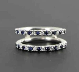 2Ct Round Cut Lab Created Sapphire Diamond Enhancer Band 14K White Gold Plated - Picture 1 of 5