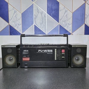 Akai PJ-W55 4-Band Stereo Rare Double Cassette Radio - Vintage 1980's Boombox - Picture 1 of 17