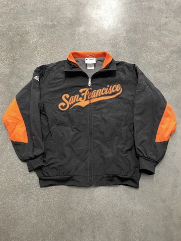 Majestic Dugout San Francisco Giants Jacket Kids Medium Black Zip MLB Cover