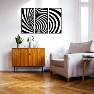 Wooden 3D Optical Wall Art Hanging Modern Home Decoration Living Room Wall Decor - Picture 1 of 10