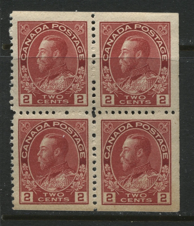 Canada 1911 2 cents carmine block of 4 from booklet mint o.g. hinged - Image 1 of 1