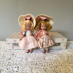 Vintage Nancy Ann Storybook Doll Lot Pair Two Mistress Mary Original Box #119