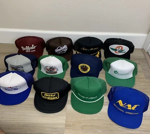 NOS Vintage Trucker Hat Lot 12 Snapback Caps Rainbird Grand Canyon Casino Auto - Picture 1 of 11