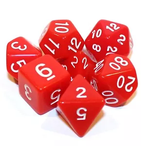 Juego de 7 Piezas Dados Poliédricos Rojos Opacos con Bolsa Roja - Vicious Vermillion - Imagen 1 de 2