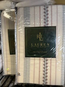 Ralph Lauren VILLANDRY Streifen ZWEI (2) europäische Flanschkante SHAMS $ 350,00 neu - Bild 1 von 5