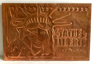 Statue of Liberty ~ New York Engraved COPPER Postcard SYMBOL OF FREEDOM! - Picture 1 of 6