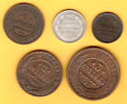RUSSIA LOT OF 5 SILVER COPPER COINS 1897-15s. Nicholas II 1/2.1.2.3. 10 k. 1934
