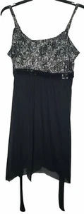 Sweet Storm Kleid 20W schwarz/weiß. BH.  Spaghetti Stretch Empire Taille Pailletten - Bild 1 von 4