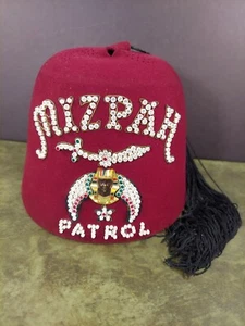 Vintage Mizpah Patrol Shriners 7 1/8 Cap Mütze Fez Freemason Made In Michigan - Bild 1 von 17