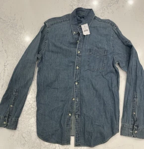 NEW w Tags J Crew Chambray Shirt Mens Med Classic Blue Long Sleeve Button Down - Picture 1 of 3