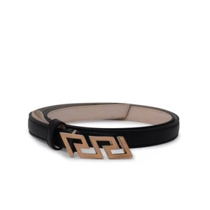Versace Ladies Black & Gold Greca Buckled Belt, Leather - Picture 1 of 4