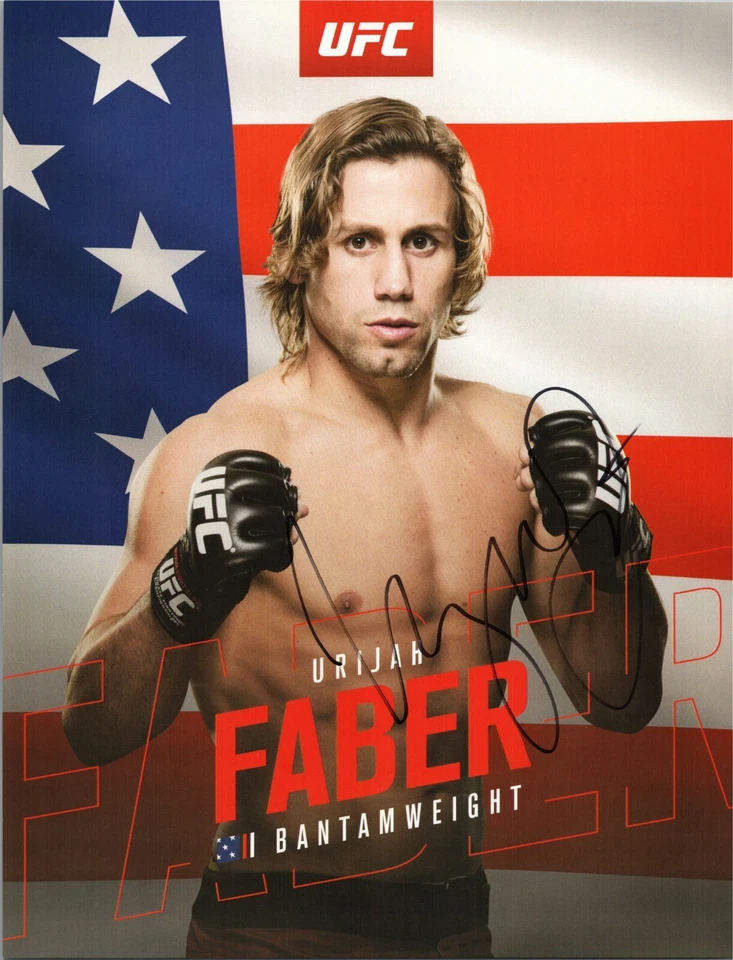 ~ ~ URIJAH FABER подлинный вручную подписанный «UFC боец» 8,5 x 11 фото ~ ~ - Изображение 1 из 1