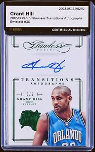 2012 2013 FLAWLESS TRANSITIONS EMERALD "ON CARD" AUTO #3/5 GRANT HILL HOF "MINT"