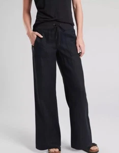 Athleta Cabo Leinenhose weites Bein Größe 12T neu ohne Etikett schwarz 12 Tall - Bild 1 von 4