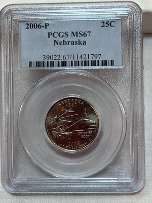 2006 P Nebraska State Quarter PCGS MS67 Cert# 11421797 - Image 1 of 4