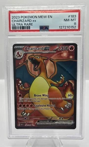 Carta Classificata Pokémon Mew 151 Charizard 2023 ex Ultra Rara #183 PSA 8 NM-MT - Foto 1 di 2