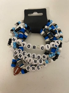 Detroit Lions Womens 6pc Bracelet Stack - 2025 Motto - Motor City Hunting Season - Picture 1 of 4