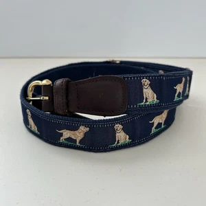 De Colección Alynn Para Hombres Lona Cuero Cinturón Perro Labrador Ajustable Azul Marino Talla 29-42W - Imagen 1 de 8