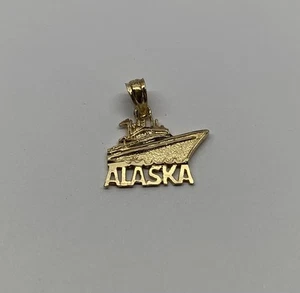 14K Gelbgold Alaska Schiff Boot Anhänger Charm 1,08g - Bild 1 von 5