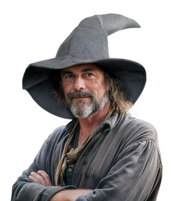Adult Gray Wizard Hat Large Sorcerer Halloween Witch Costume Accessory Pointed - Image 1 of 4