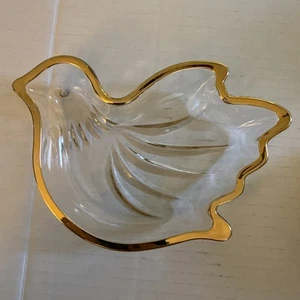 Mikasa Kristall Taube Süßigkeiten Schmuck Schale Goldrand Weihnachten Feiertage  - Bild 1 von 6