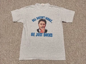 Vintage 90s Bill Clinton President Just Sucks Weed Marijuana Parody Shirt 420 - Picture 1 of 4