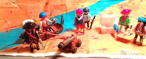 Playmobil Piraten Bande 6 Figuren Kanone Ruderboot Schatzkiste und Zubehör - Bild 1 von 11