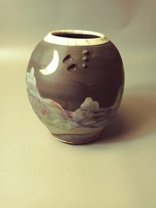 Ron Patterson Ceramic Vase Black 6.5" Signed - Picture 1 of 8