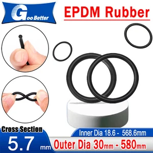 Metric O Ring EPDM Rubber - Large range of sizes 30mm - 580mm Thickness 5.7mm - Picture 1 of 154