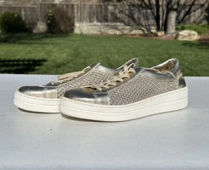 Steven NC-Napa Gold Metallic Low Top Leather Lace Up Sneakers Shoes Women’s 10 - Picture 1 of 9